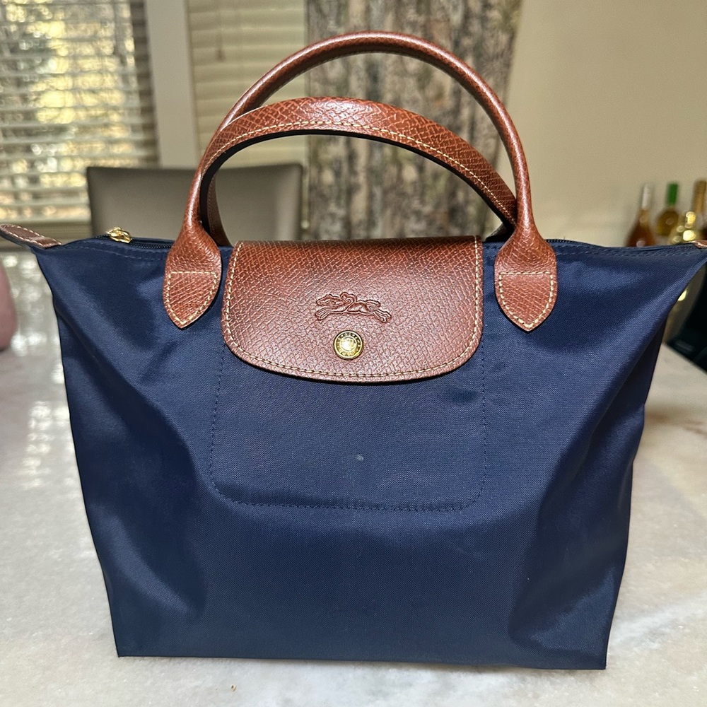 Longchamp Navy and Brown Tote
